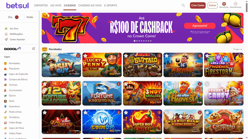 Análise do Cassino Betsul e Bônus de Fichas Grátis